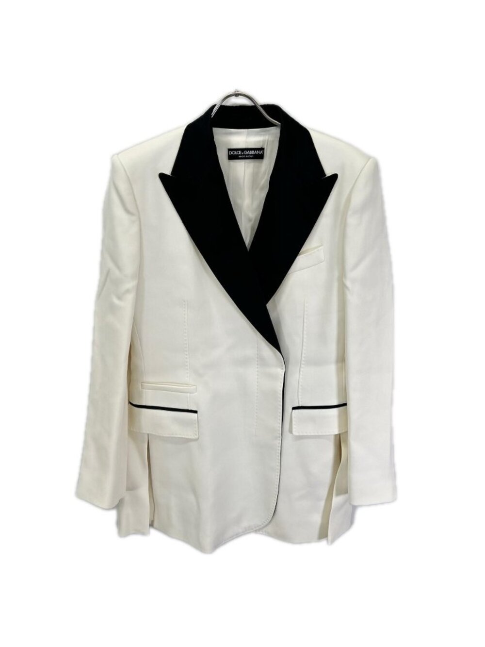 Dolce & Gabbana Contrast Satin Lapel Blazer Jacket 40
